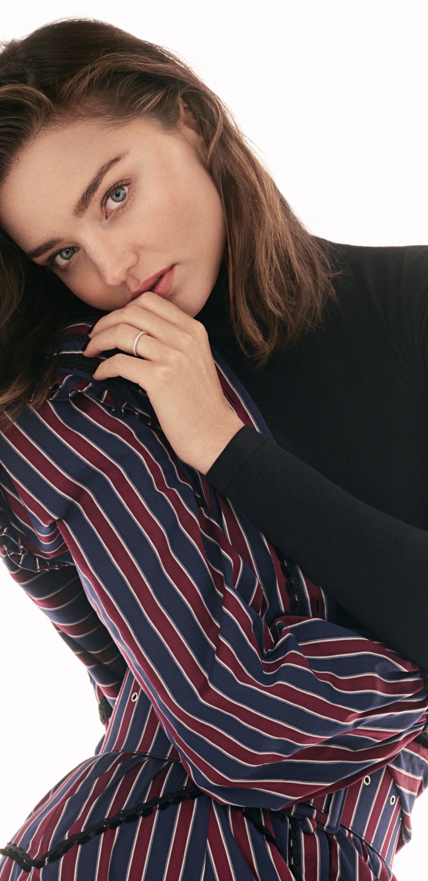 Woman in Black and White Striped Long Sleeve Shirt. Wallpaper in 1440x2960 Resolution