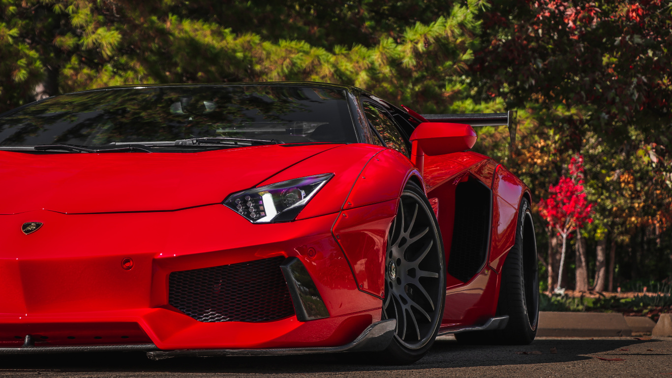 Roter Ferrari 458 Italia Tagsüber Unterwegs. Wallpaper in 1366x768 Resolution