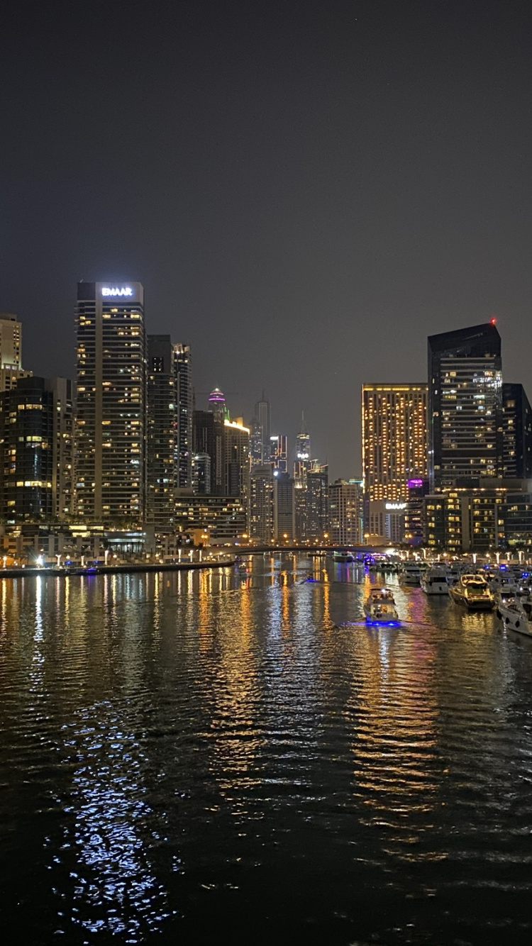 Dubai, Dubai Marina, Stadtlandschaften, Nacht, Tower Block. Wallpaper in 750x1334 Resolution
