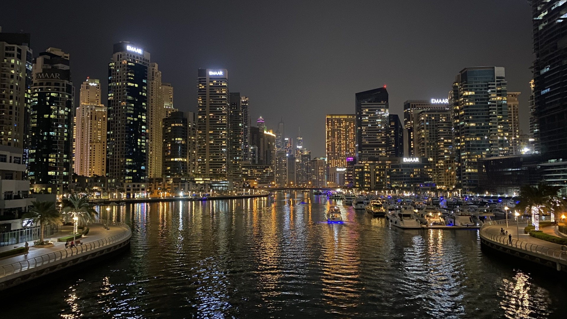 Dubaï, La Marina De Dubaï, Paysage Urbain, Nuit, Tour de Bloc. Wallpaper in 1920x1080 Resolution