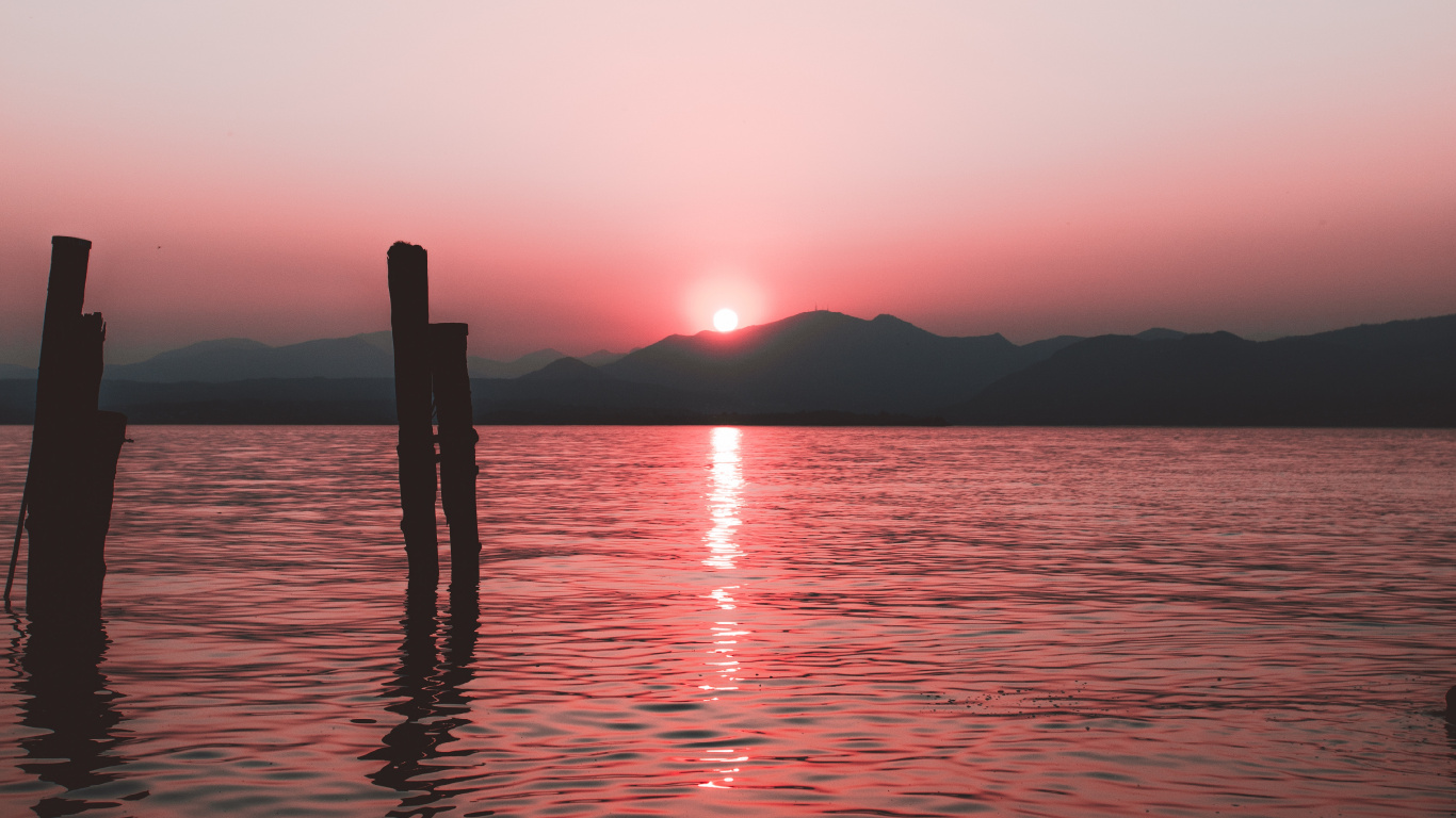 日落, 地平线, 日出, 人体内的水, 余辉 壁纸 1366x768 允许