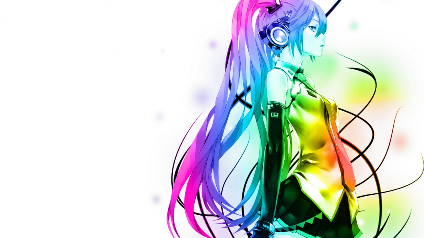 Hatsune Miku, Vocaloid, Graphisme, Illustration, Graphique. Wallpaper in 1366x768 Resolution