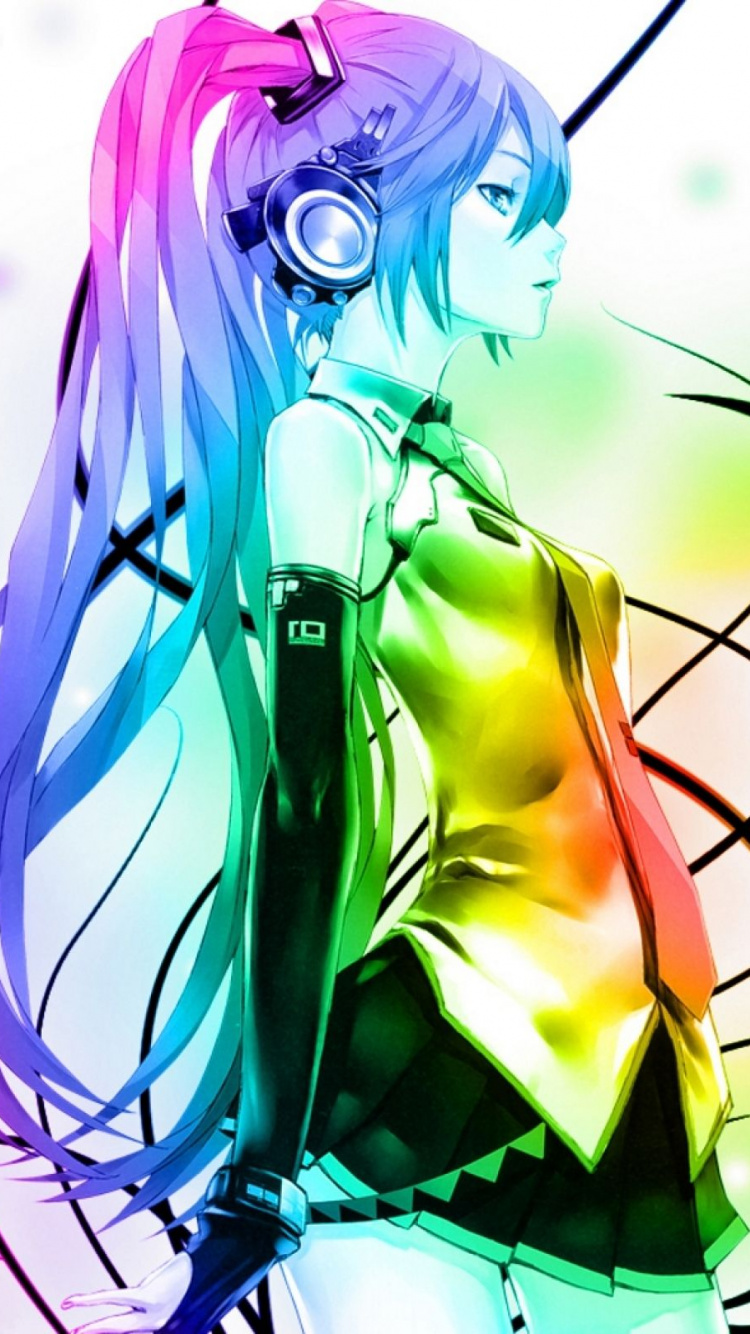 Hatsune Miku, Vocaloid, Graphisme, Illustration, Graphique. Wallpaper in 750x1334 Resolution