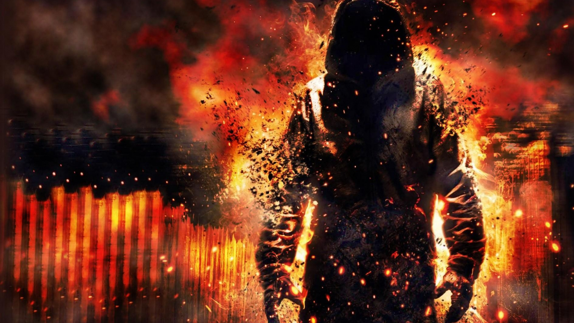 Woman in Black Jacket Standing on Water. Wallpaper in 1920x1080 Resolution