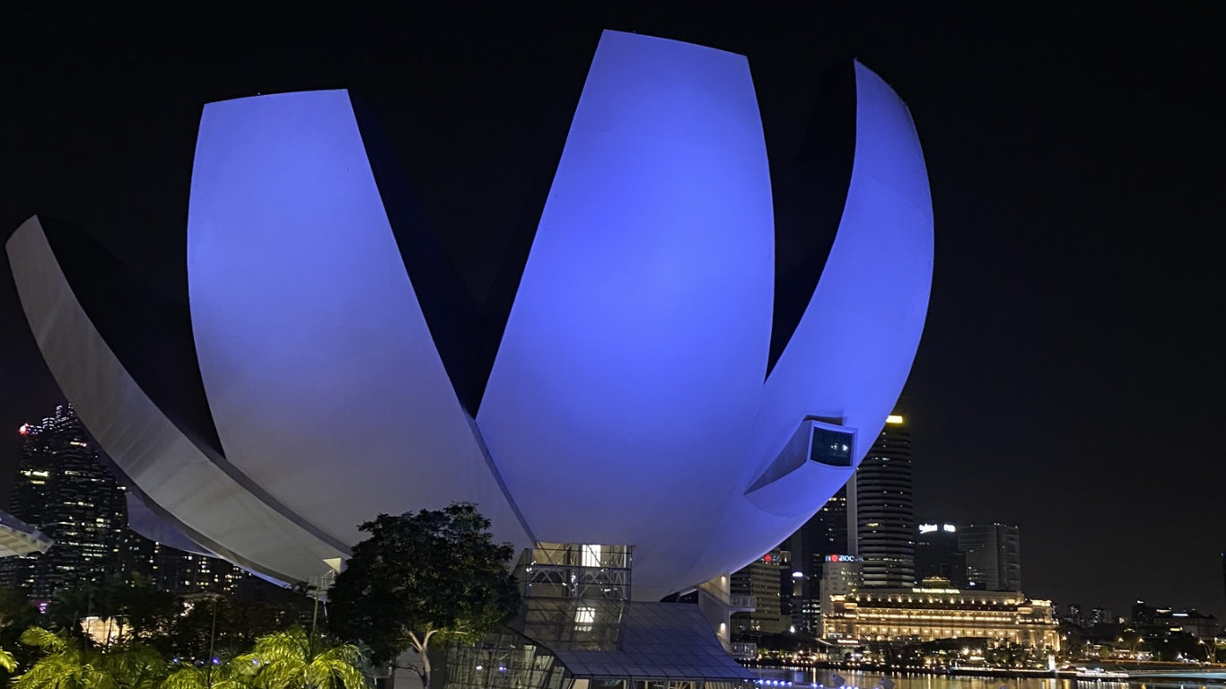 Singapur, Reflexion, Nacht, Metropole, Strom. Wallpaper in 1366x768 Resolution