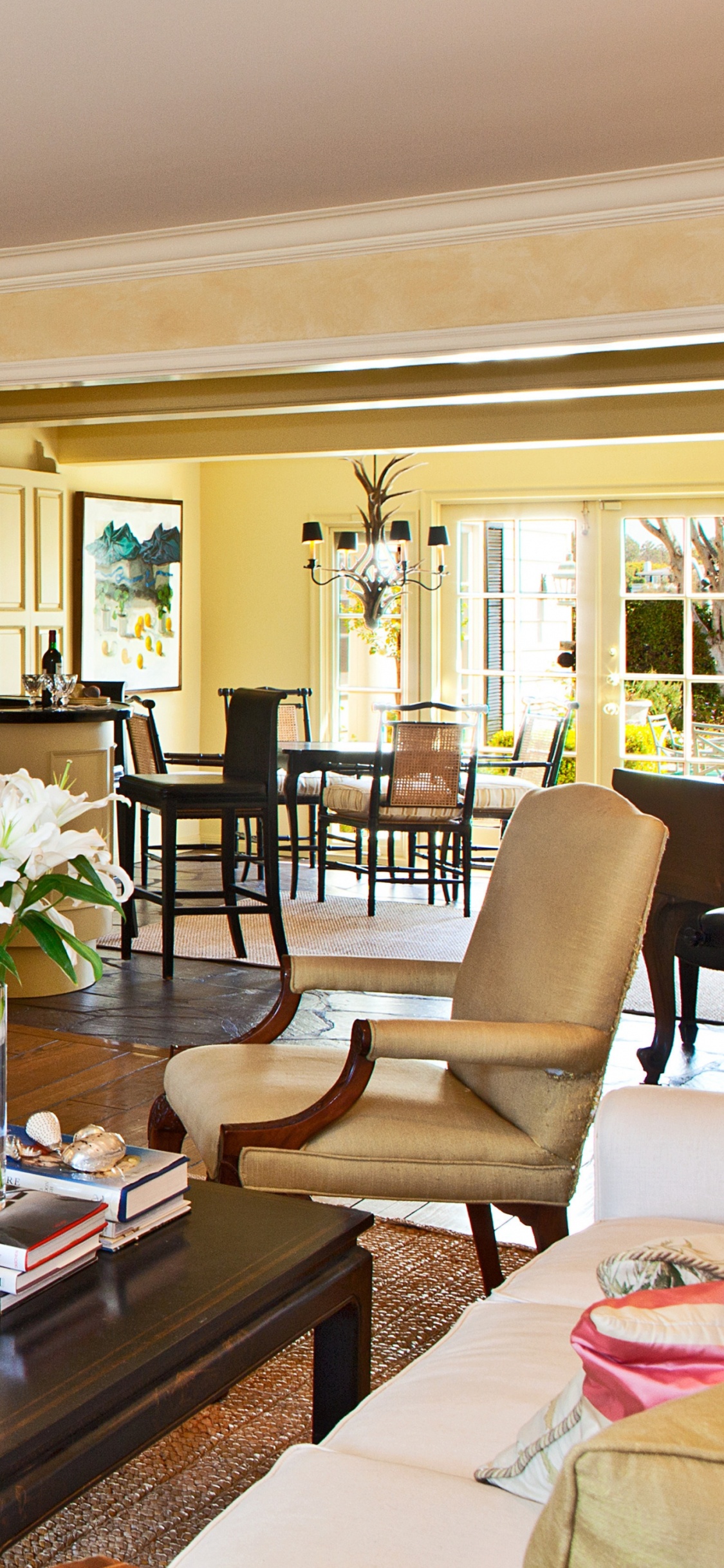 客厅, 家具, 壁炉, 餐厅, 硬木 壁纸 1125x2436 允许