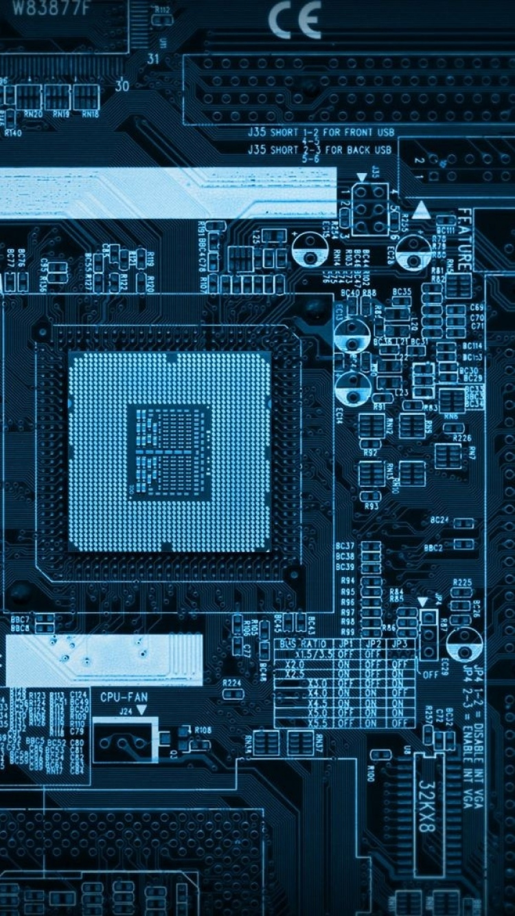 Black and Gray Computer Motherboard. Wallpaper in 750x1334 Resolution