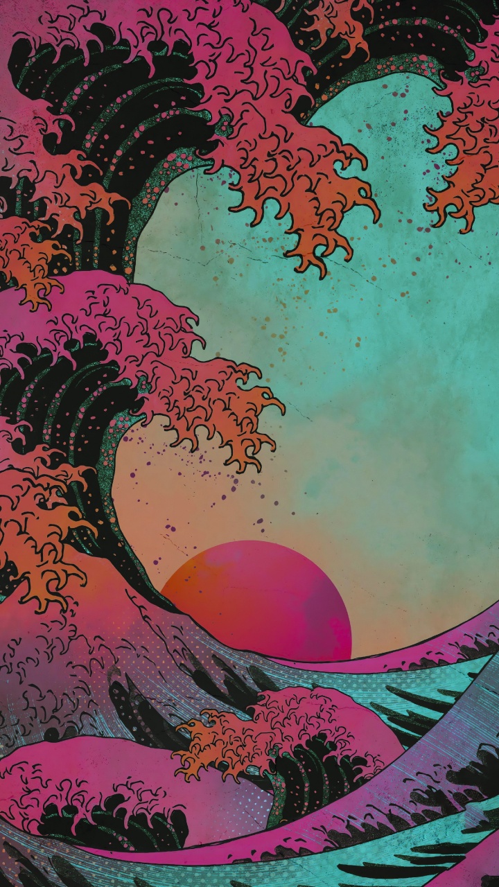 Artes Visuales, Arte, Cartel, Pintura Acrílica al Atardecer, Arte Japonés. Wallpaper in 720x1280 Resolution