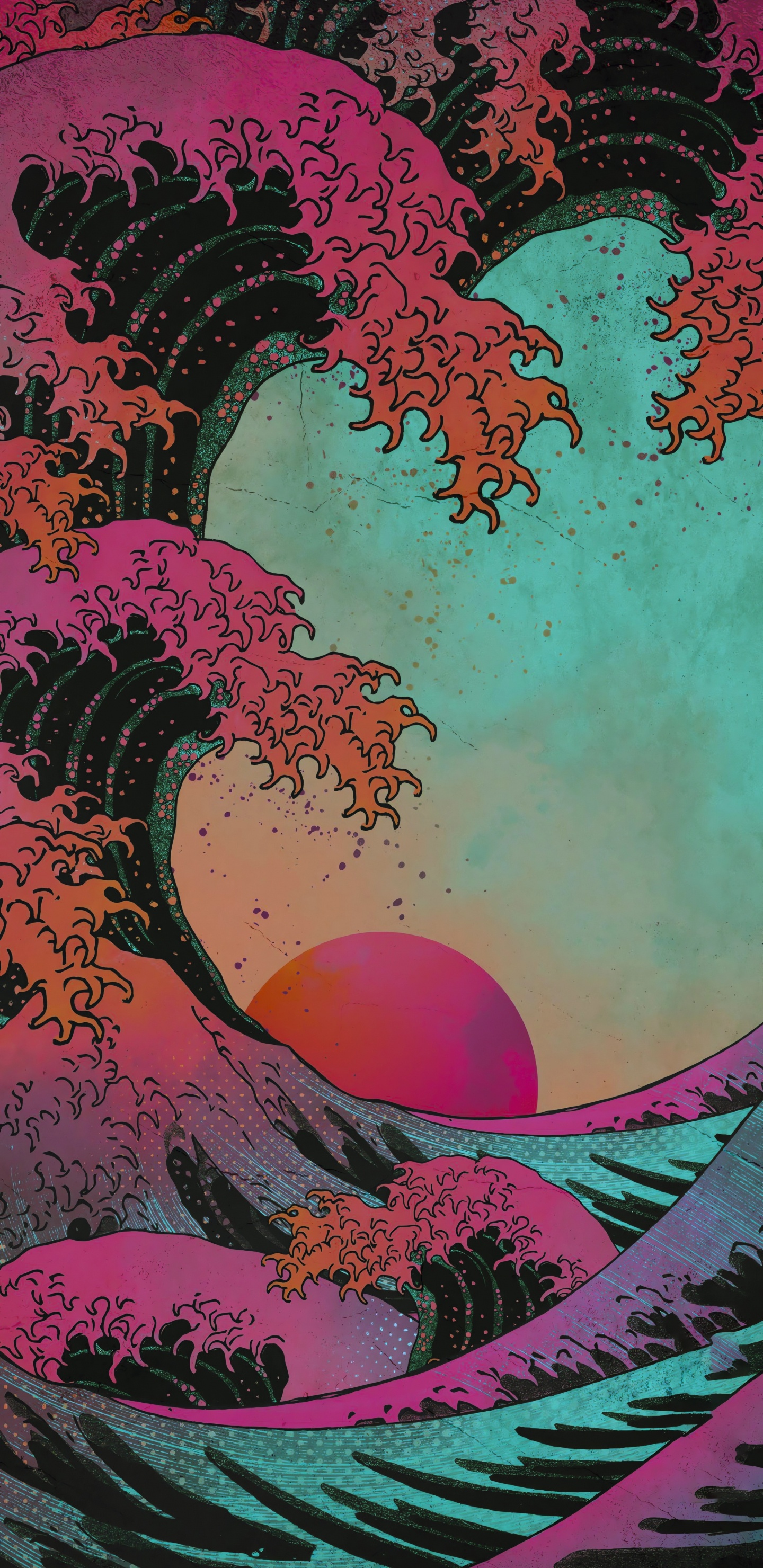 视觉艺术, 艺术, 海报, 日本艺术, 粉红色 壁纸 1440x2960 允许