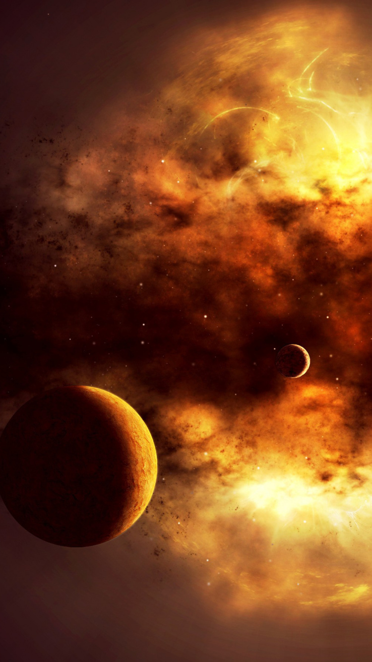 Gelbe Und Schwarze Sonne Und Mond. Wallpaper in 750x1334 Resolution