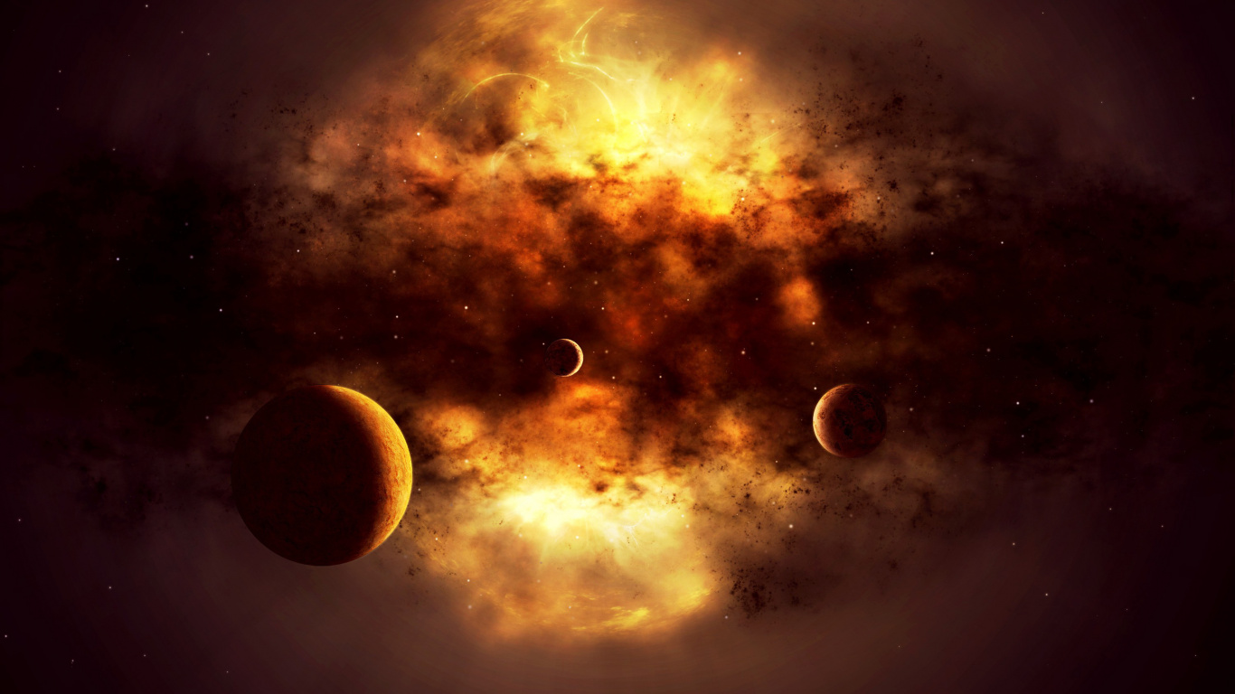Yellow and Black Sun and Moon. Wallpaper in 1366x768 Resolution
