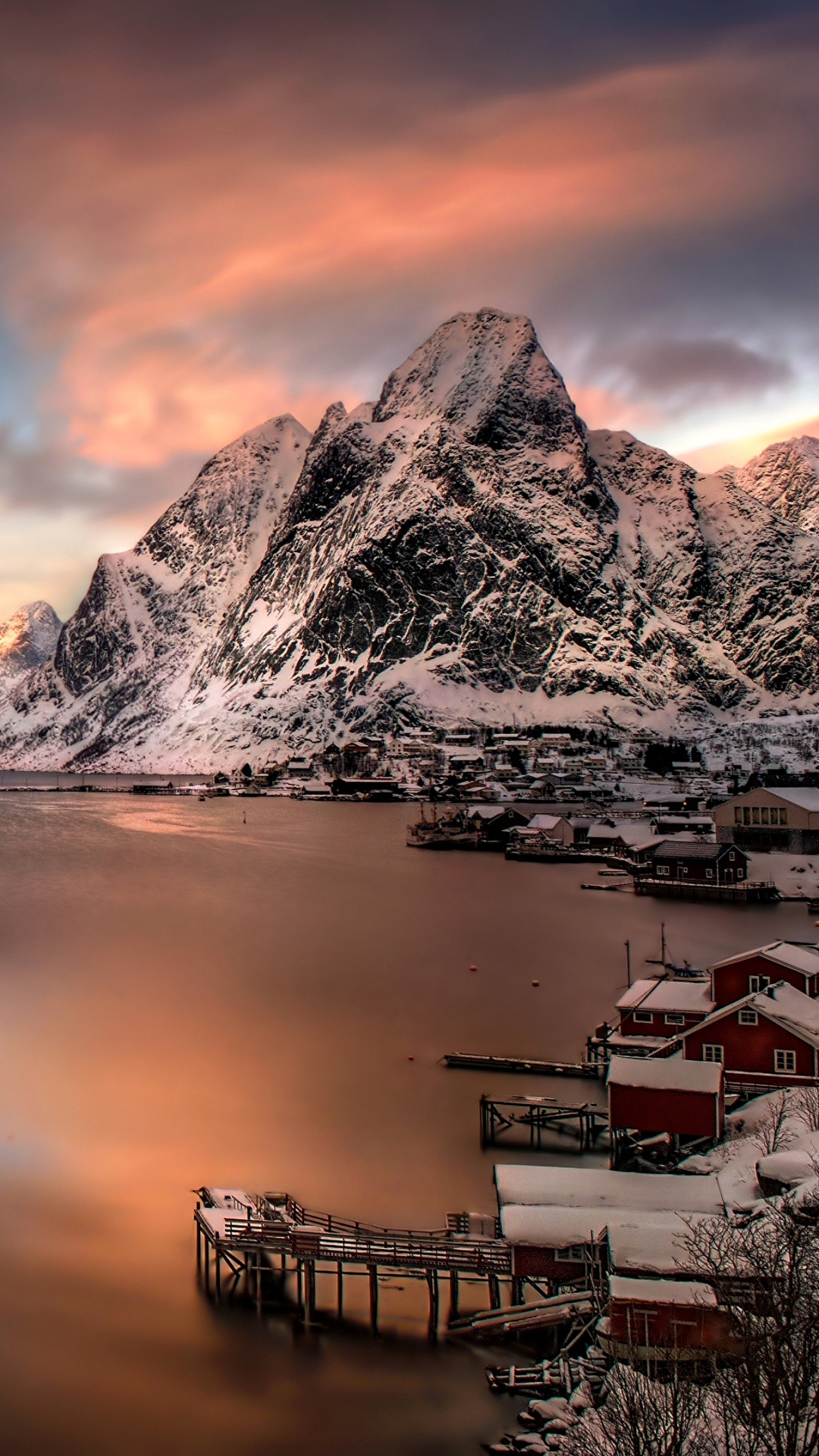 Snow Covered Mountain Near Body of Water During Daytime. Wallpaper in 1080x1920 Resolution