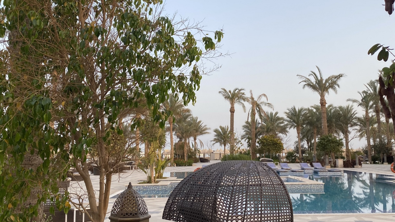 Architecture, Plant, Palm Trees, Building, Water. Wallpaper in 1366x768 Resolution
