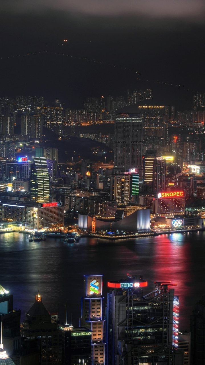 City Skyline During Night Time. Wallpaper in 720x1280 Resolution