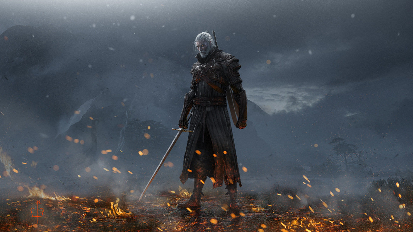 Geralt de Rivia, The Witcher 3 Wild Hunt, Witcher, Ciri, Les Vêtements D'extérieur. Wallpaper in 1366x768 Resolution
