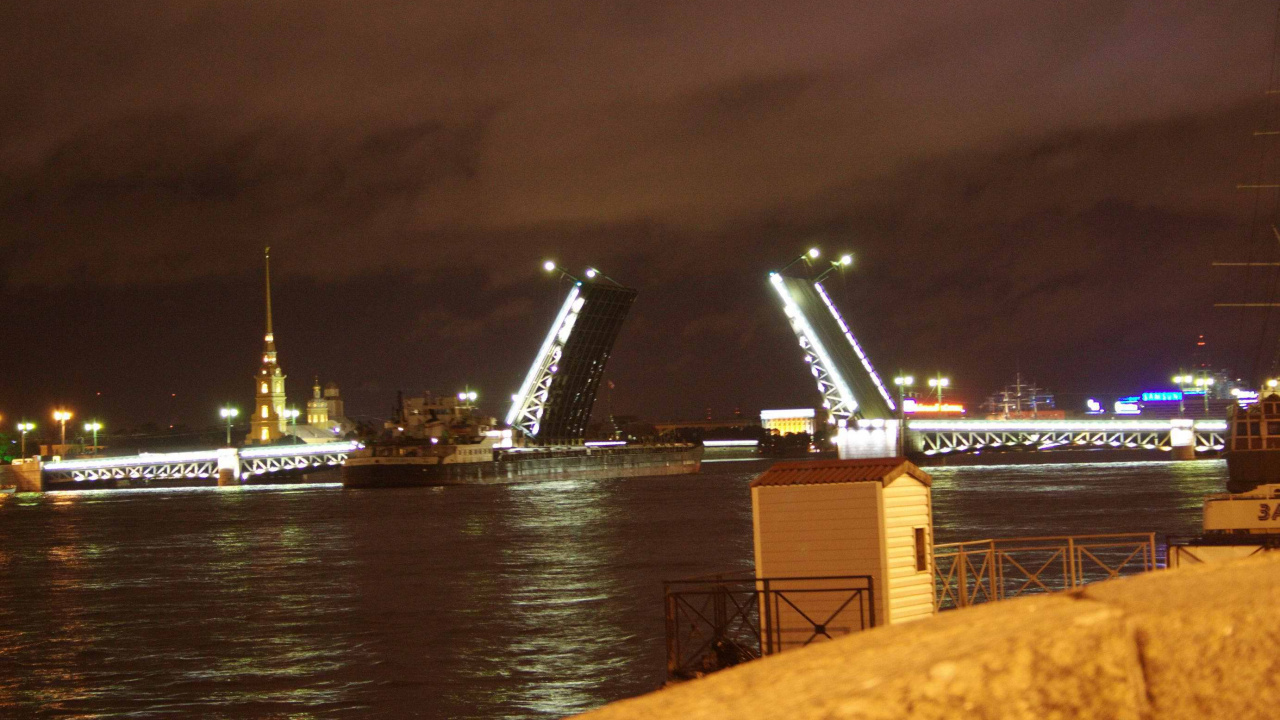 Brown and White Ship on Sea During Night Time. Wallpaper in 1280x720 Resolution