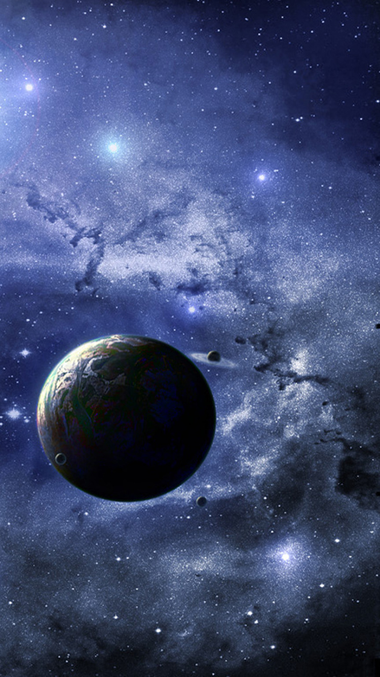 Luna Llena Con Estrellas en el Cielo. Wallpaper in 750x1334 Resolution