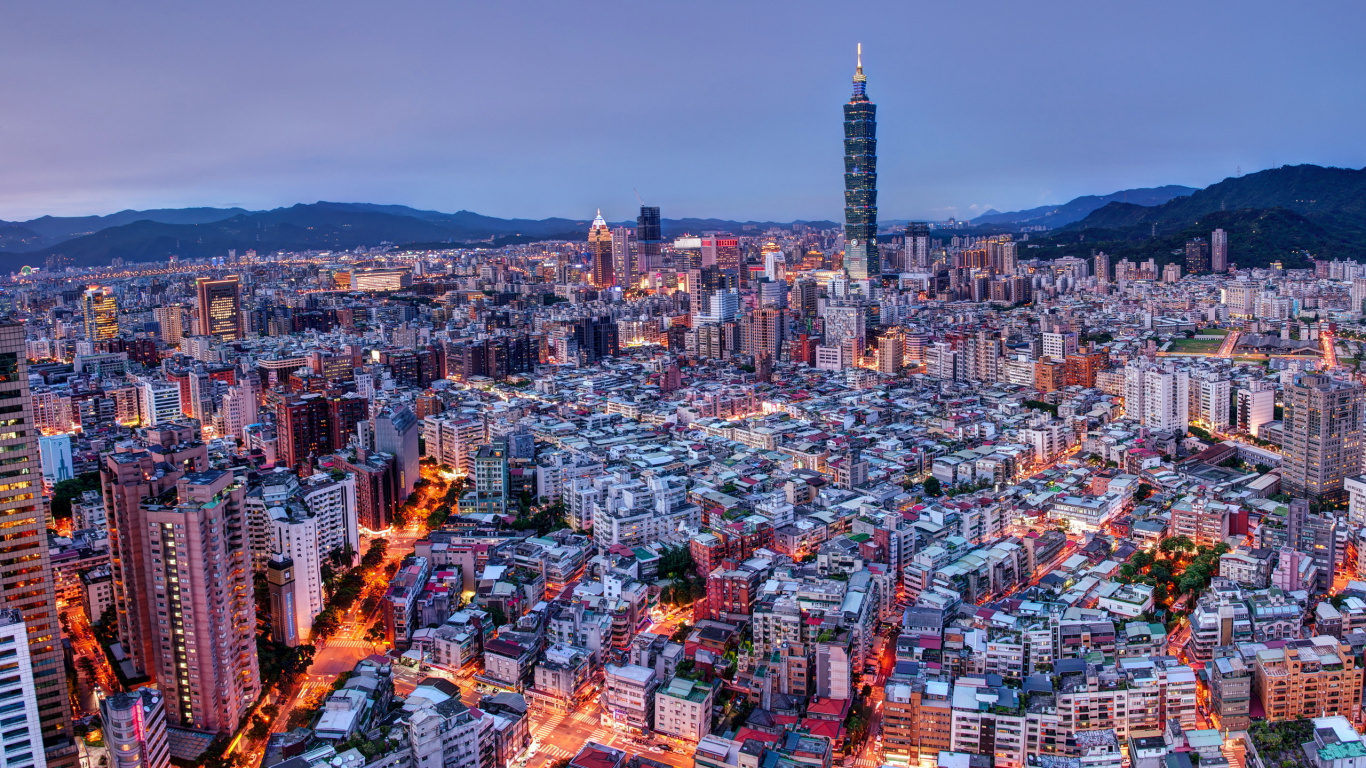 台北101, 城市景观, 城市, 大都会, 天际线 壁纸 1366x768 允许