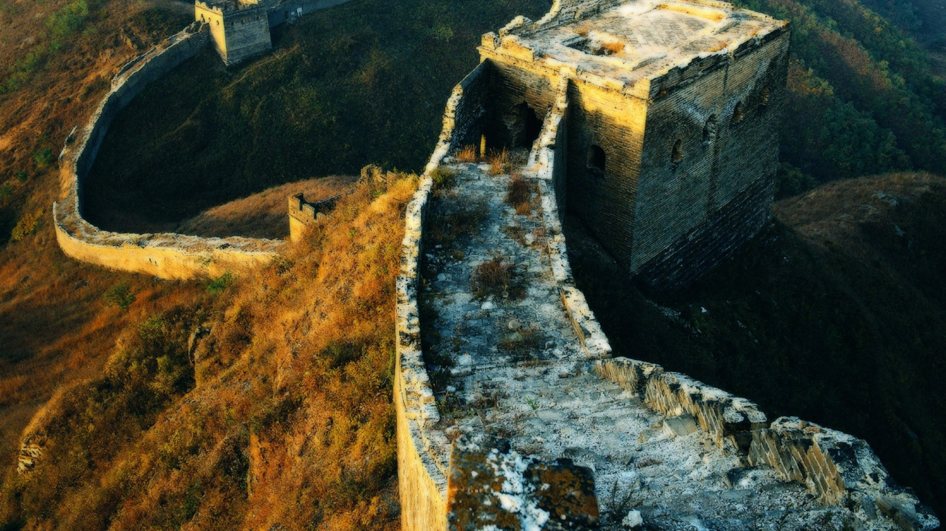 Aerial View of Brown Concrete Building on Top of Mountain During Daytime. Wallpaper in 1366x768 Resolution