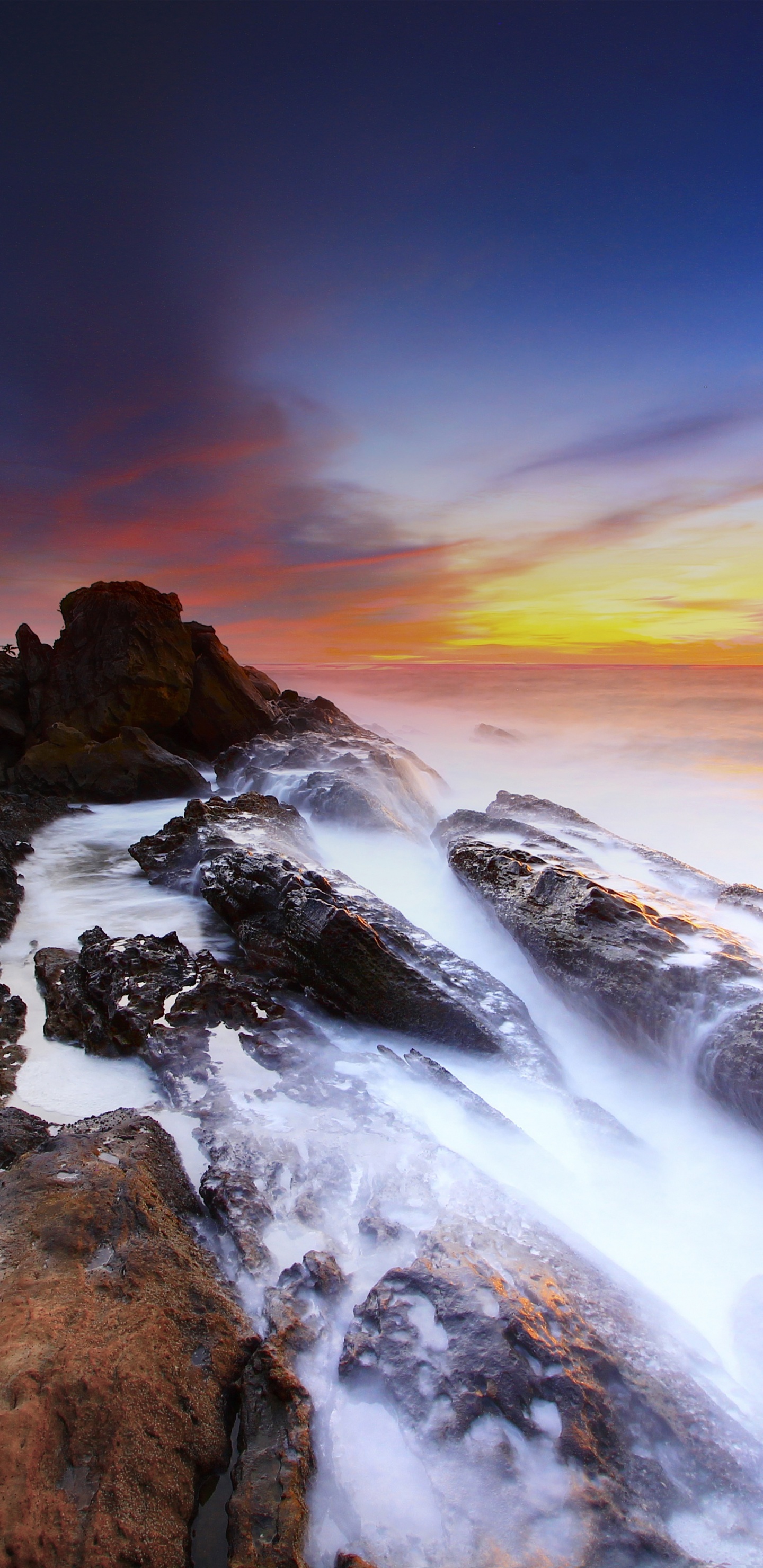 Langzeitbelichtung Einer Landschaft, Cloud, Wasser, Atmosphäre, Naturlandschaft. Wallpaper in 1440x2960 Resolution