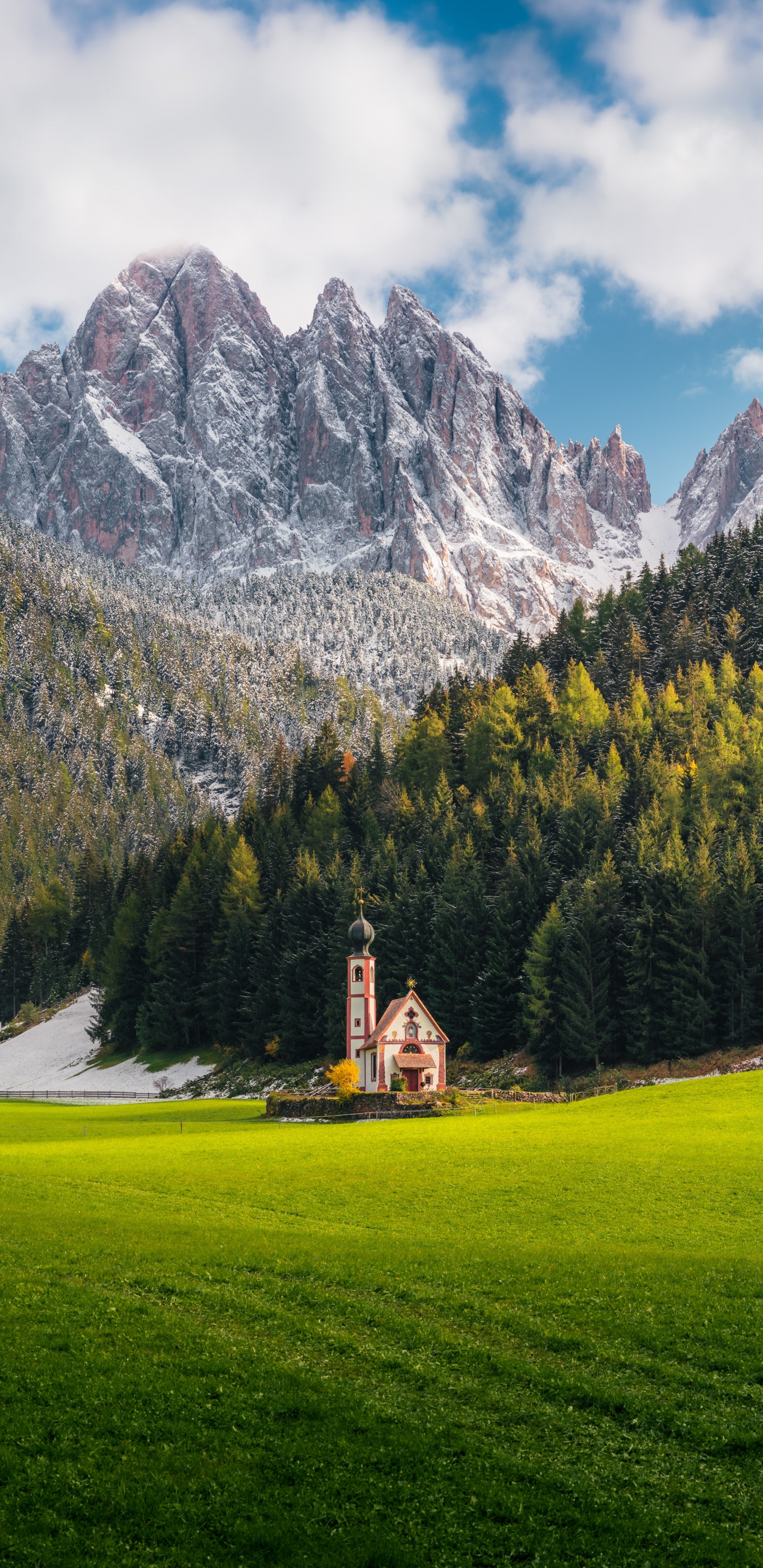 Dolomitas, Iglesia de San Juan, Montaña, Paisaje Natural, Naturaleza. Wallpaper in 1440x2960 Resolution
