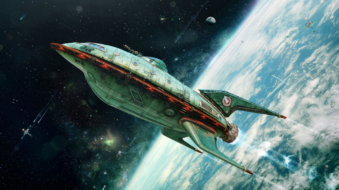 Futurama Space, la Ciencia Ficción, Planet Express, Aleta, Nave. Wallpaper in 1280x720 Resolution