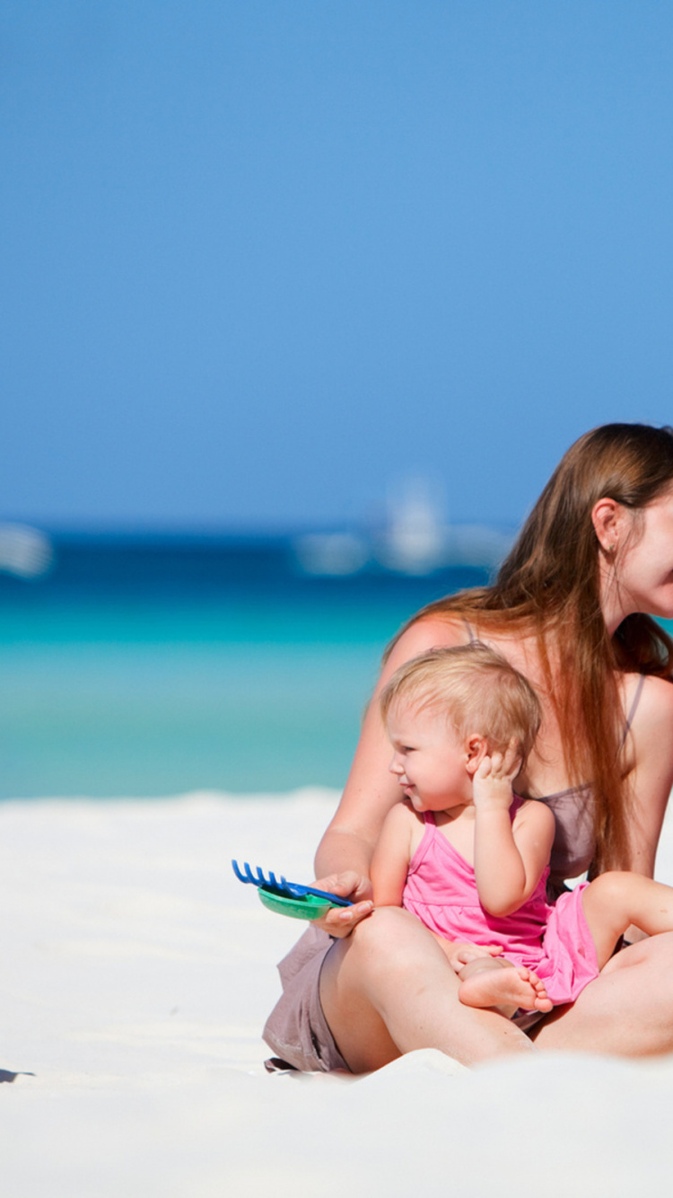 Familia, Personas, Vacaciones, Diversión, Playa. Wallpaper in 750x1334 Resolution