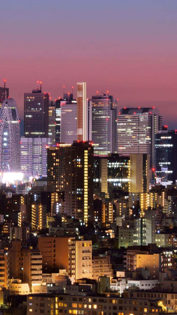 City Skyline During Night Time. Wallpaper in 750x1334 Resolution