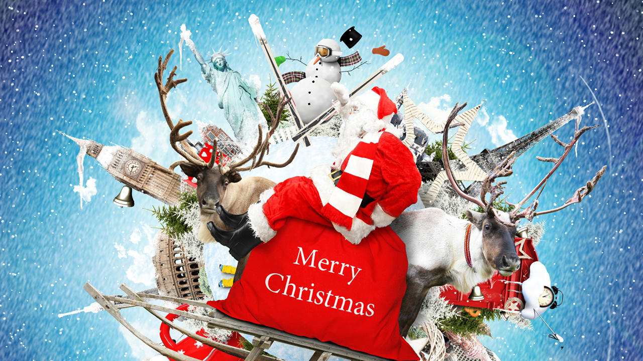 Weihnachten, Weihnachtsmann, Christmas Ornament, Neujahr, Ded Moroz. Wallpaper in 1280x720 Resolution