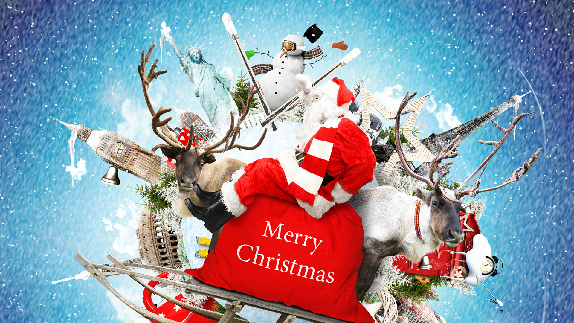 Weihnachten, Weihnachtsmann, Christmas Ornament, Neujahr, Ded Moroz. Wallpaper in 1920x1080 Resolution