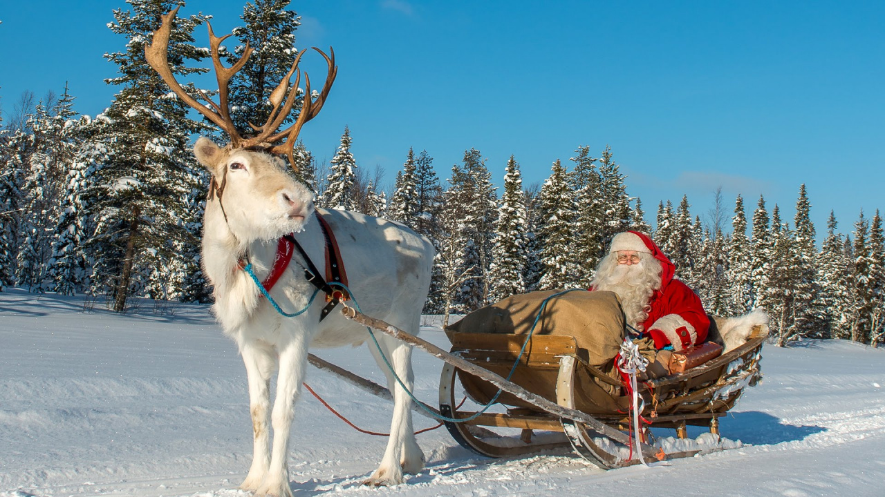 Santa Claus Village, Reindeer, Santa Clauss Reindeer, Santa Claus, Christmas Day. Wallpaper in 1280x720 Resolution