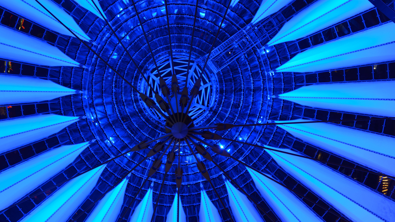 Blue and White Round Ceiling. Wallpaper in 1366x768 Resolution