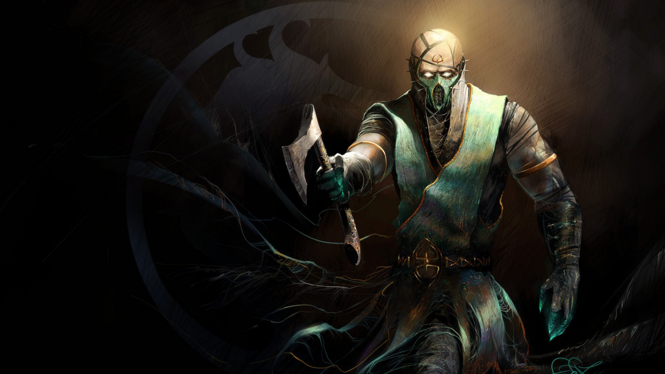 Mortal Kombat x, Chameleon, Darkness, Illustration, pc Game. Wallpaper in 1366x768 Resolution