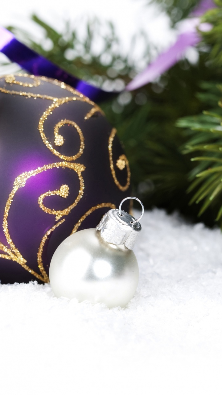 New Year, Christmas Day, Christmas Ornament, Holiday, Purple. Wallpaper in 720x1280 Resolution