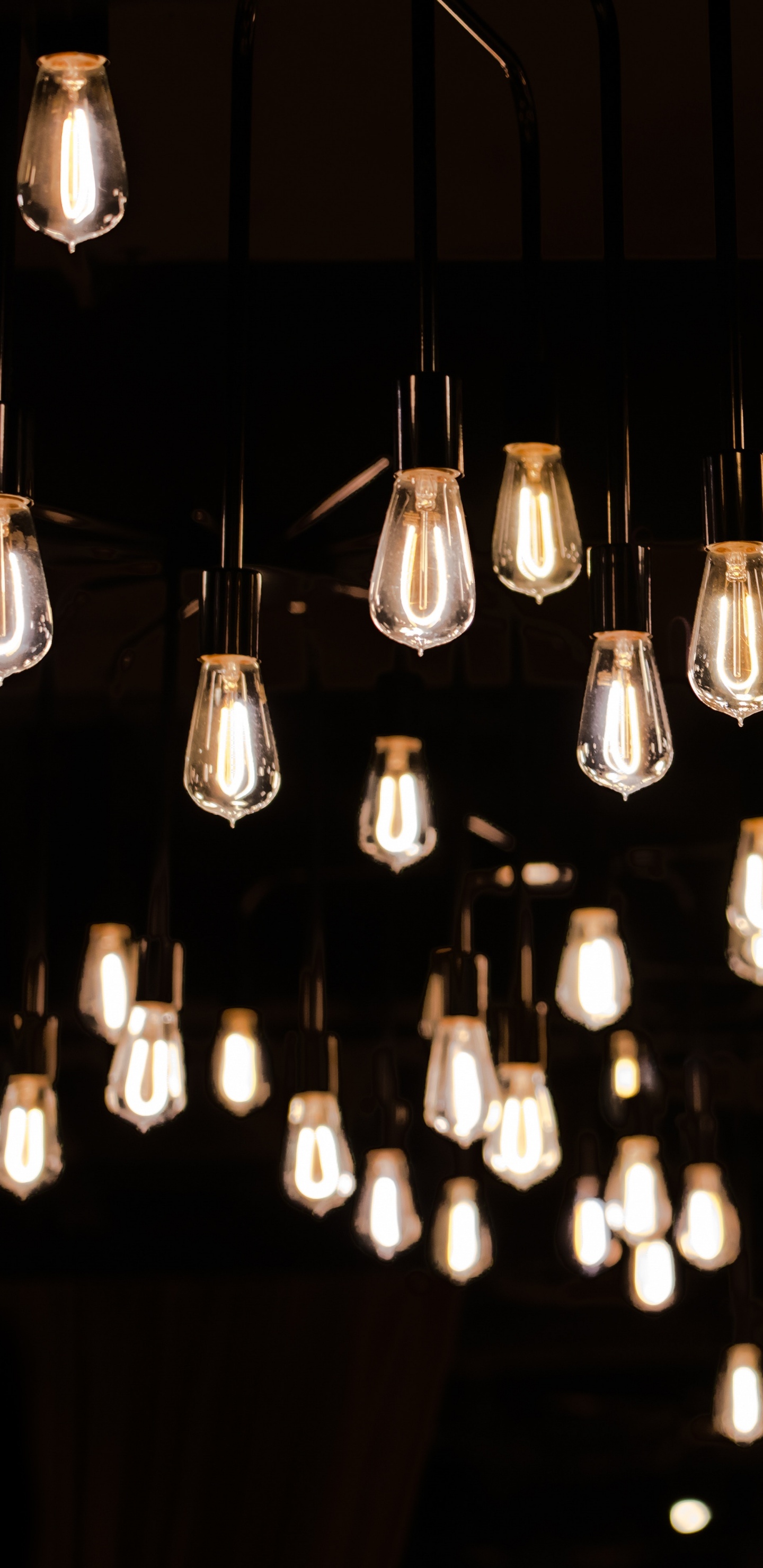 Lighted Pendant Lamps in Dark Room. Wallpaper in 1440x2960 Resolution