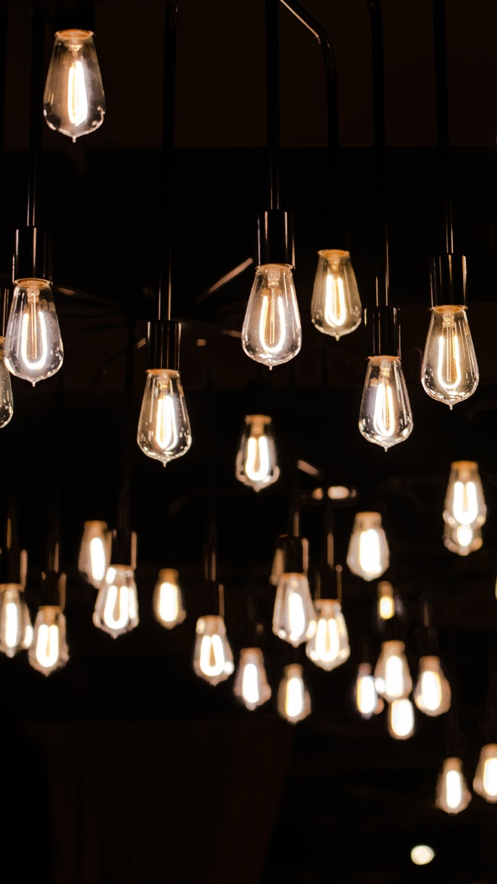 Lighted Pendant Lamps in Dark Room. Wallpaper in 720x1280 Resolution