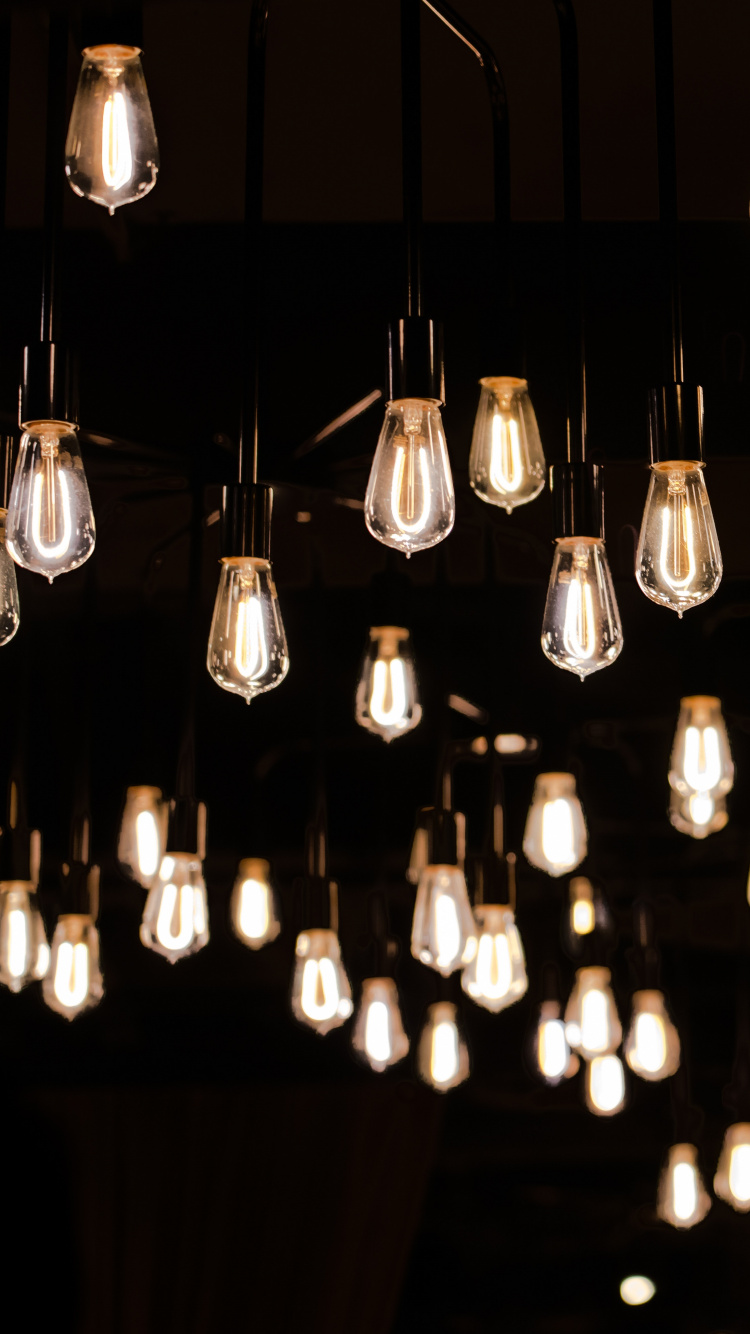 Lighted Pendant Lamps in Dark Room. Wallpaper in 750x1334 Resolution