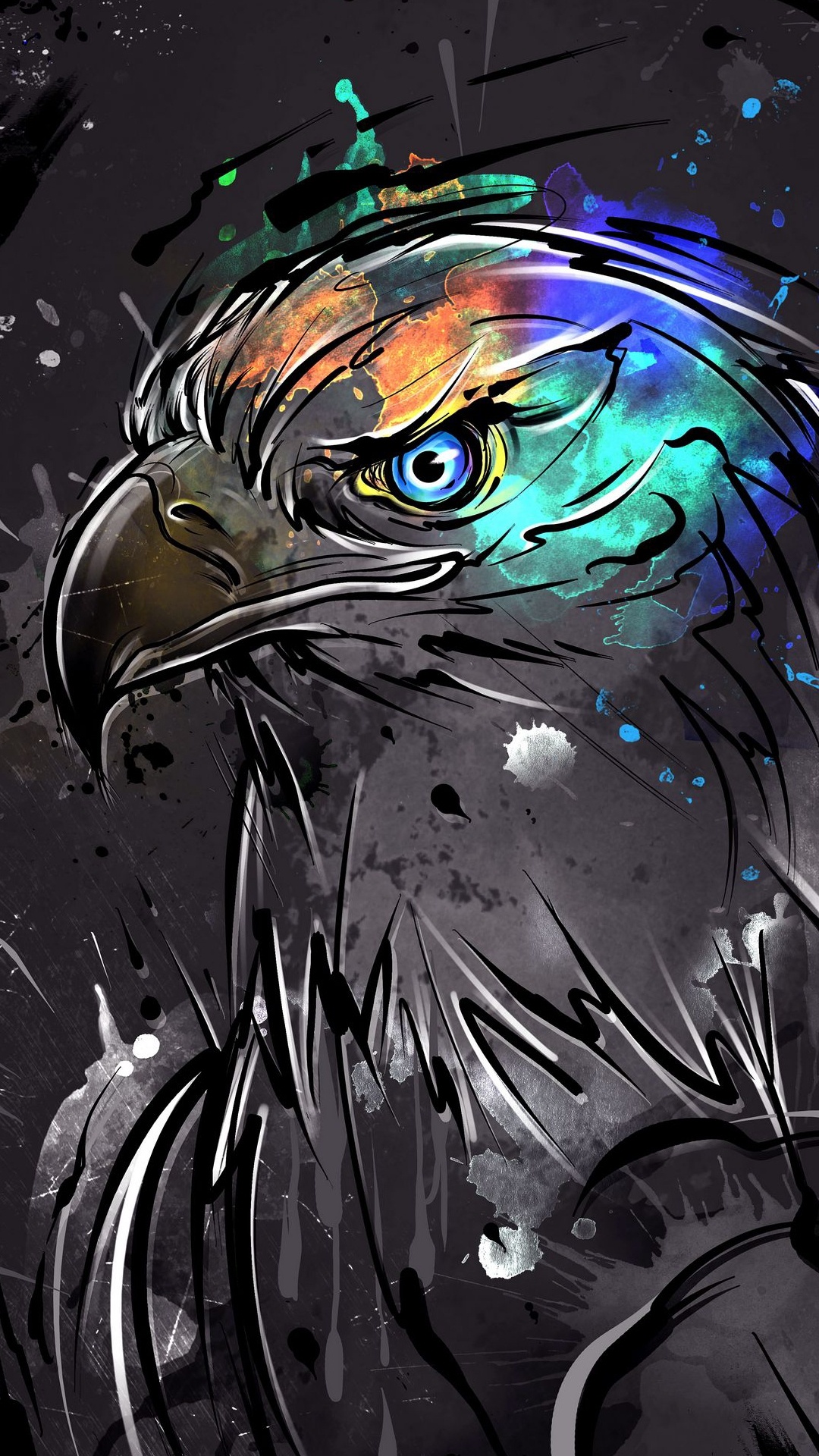 Am Leben, Vogel, Schnabel, Feder, Malerei. Wallpaper in 1080x1920 Resolution