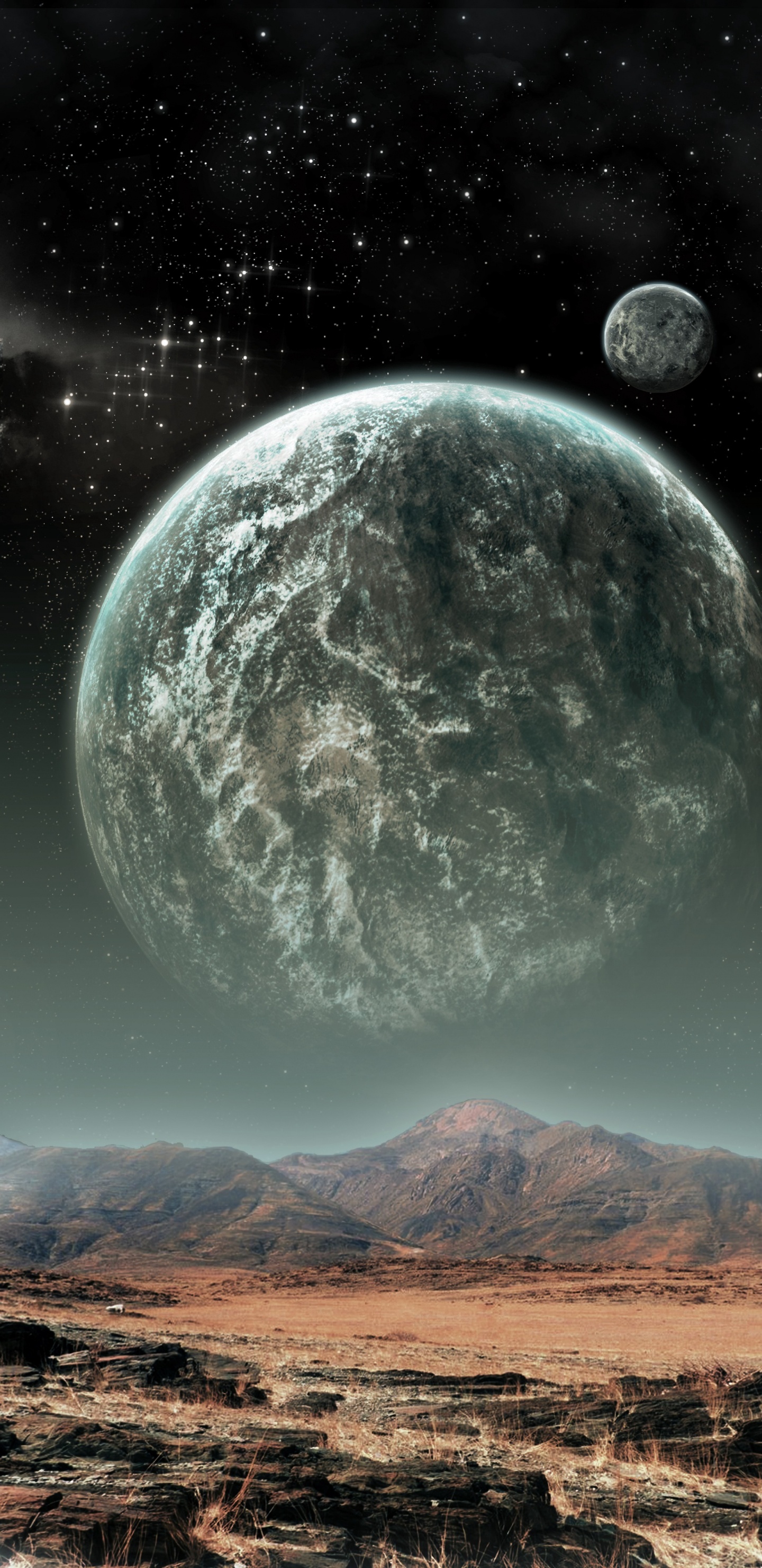 Green and Brown Mountain Under Blue Sky. Wallpaper in 1440x2960 Resolution