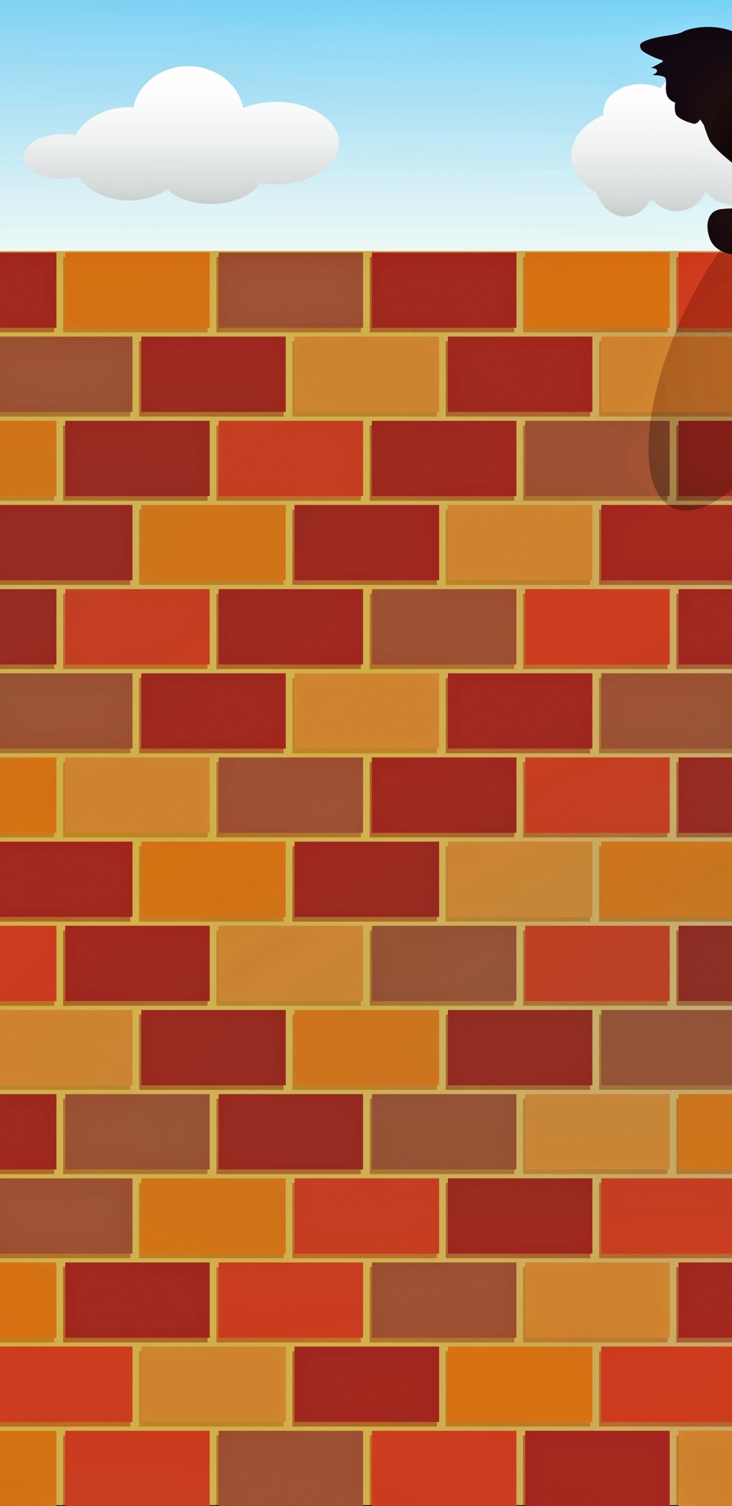 Mur de Briques Marron et Blanc. Wallpaper in 1440x2960 Resolution