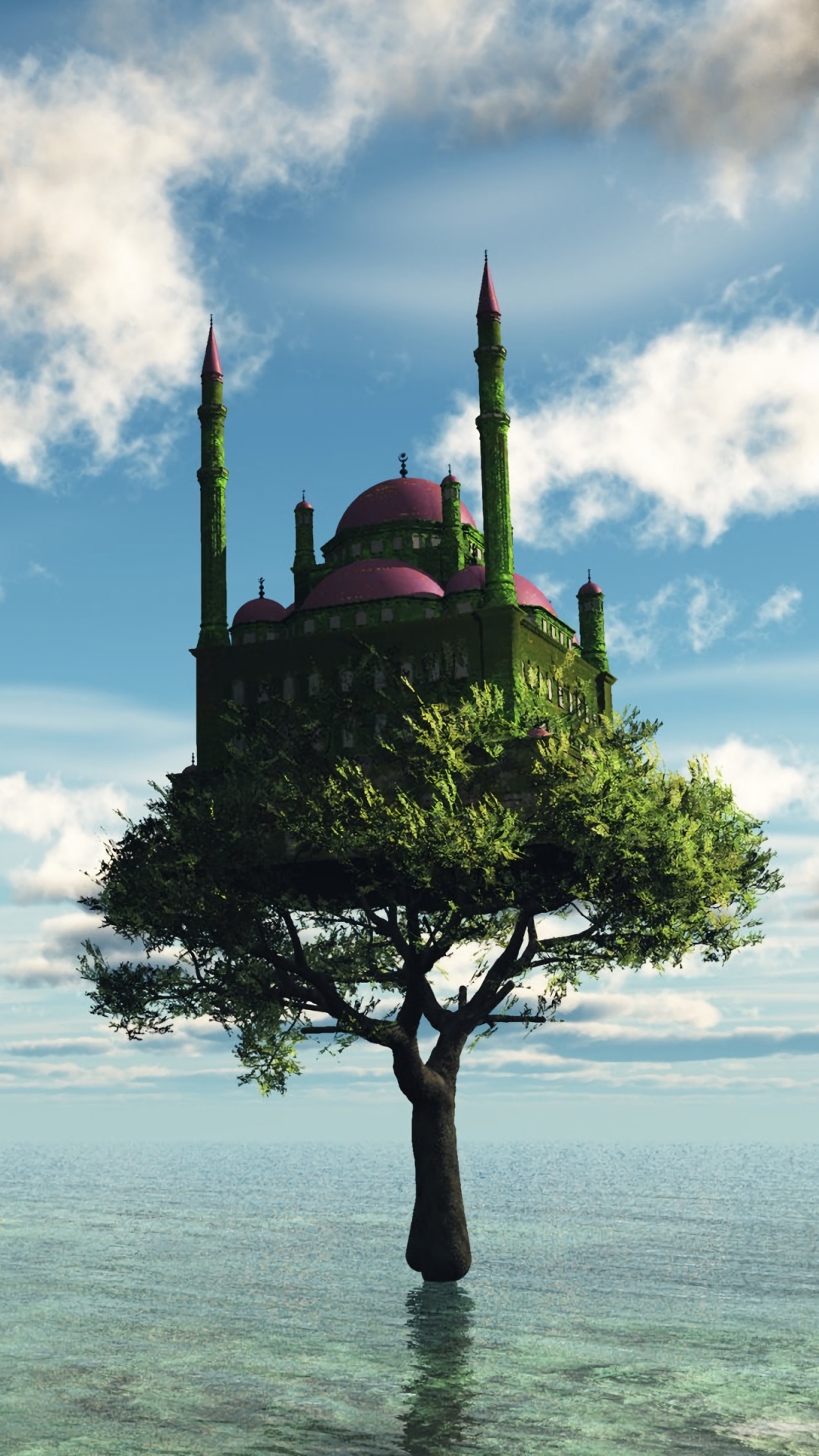 Mar, Calma, Vacaciones, Arte, Castillo. Wallpaper in 1080x1920 Resolution