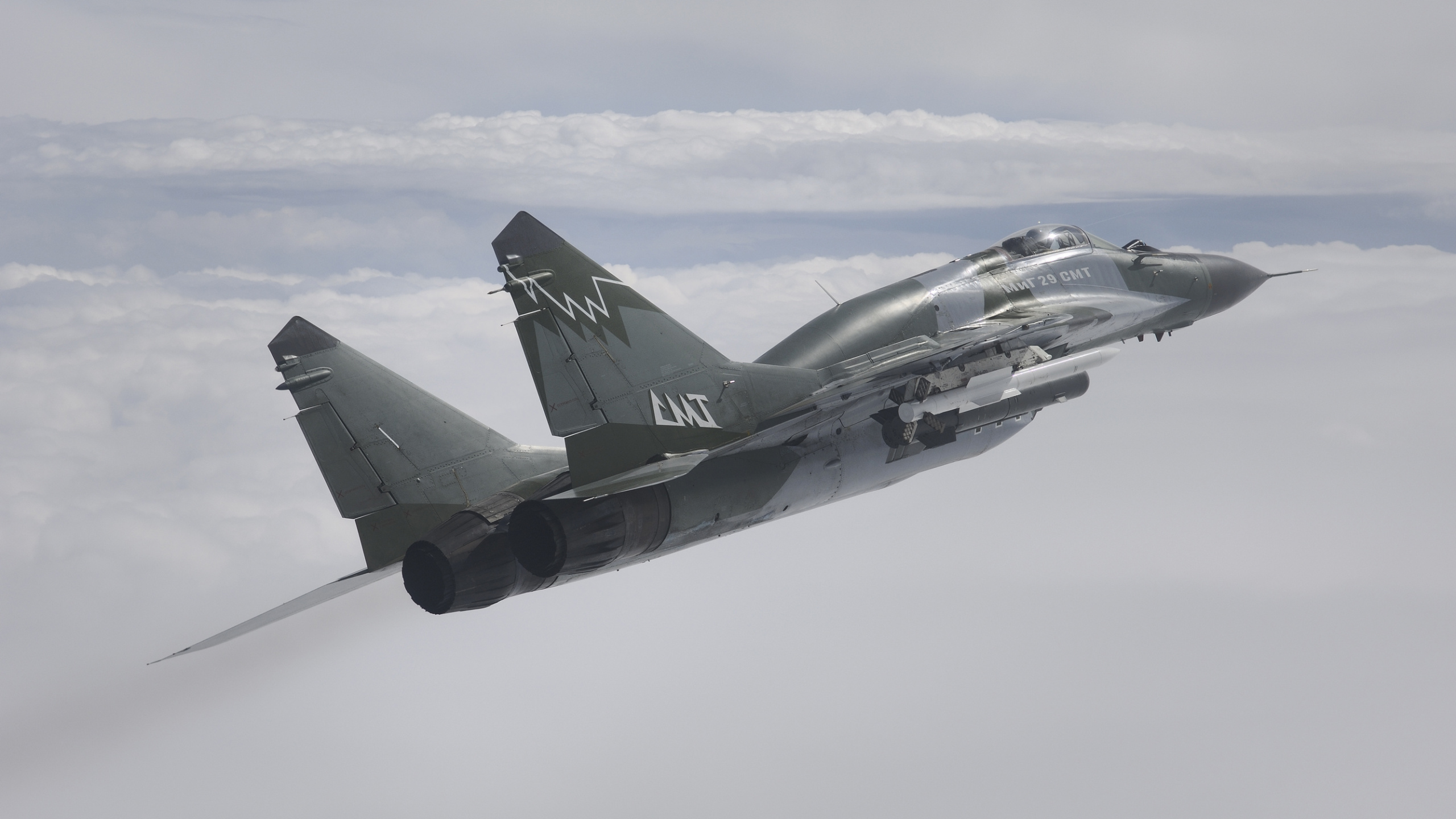 Grauer Kampfjet in Der Luft. Wallpaper in 2560x1440 Resolution