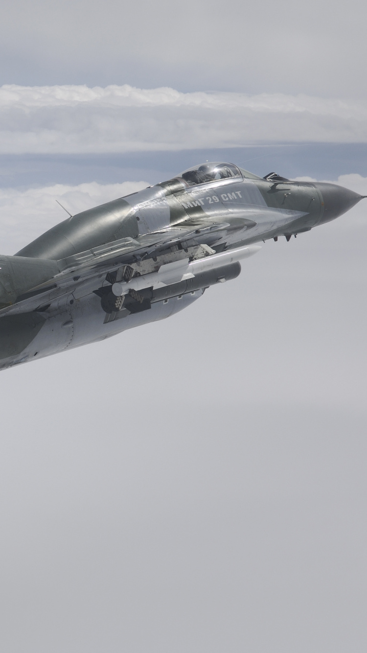 Grauer Kampfjet in Der Luft. Wallpaper in 750x1334 Resolution