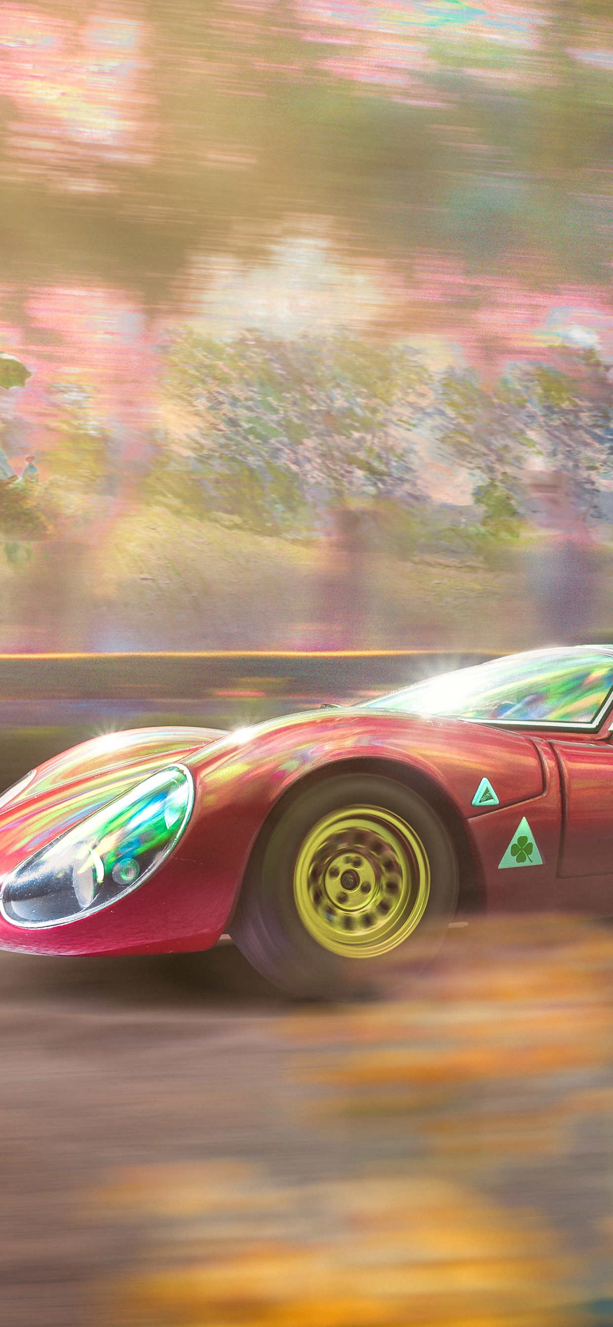 Roter Porsche 911 Unterwegs. Wallpaper in 1242x2688 Resolution