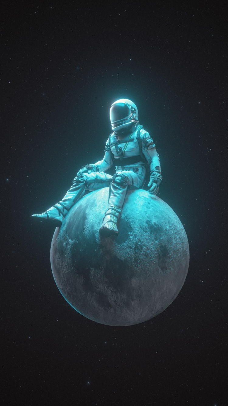 Astronaut on The Moon, Astronaut, Moon, Space, Liquid. Wallpaper in 750x1334 Resolution