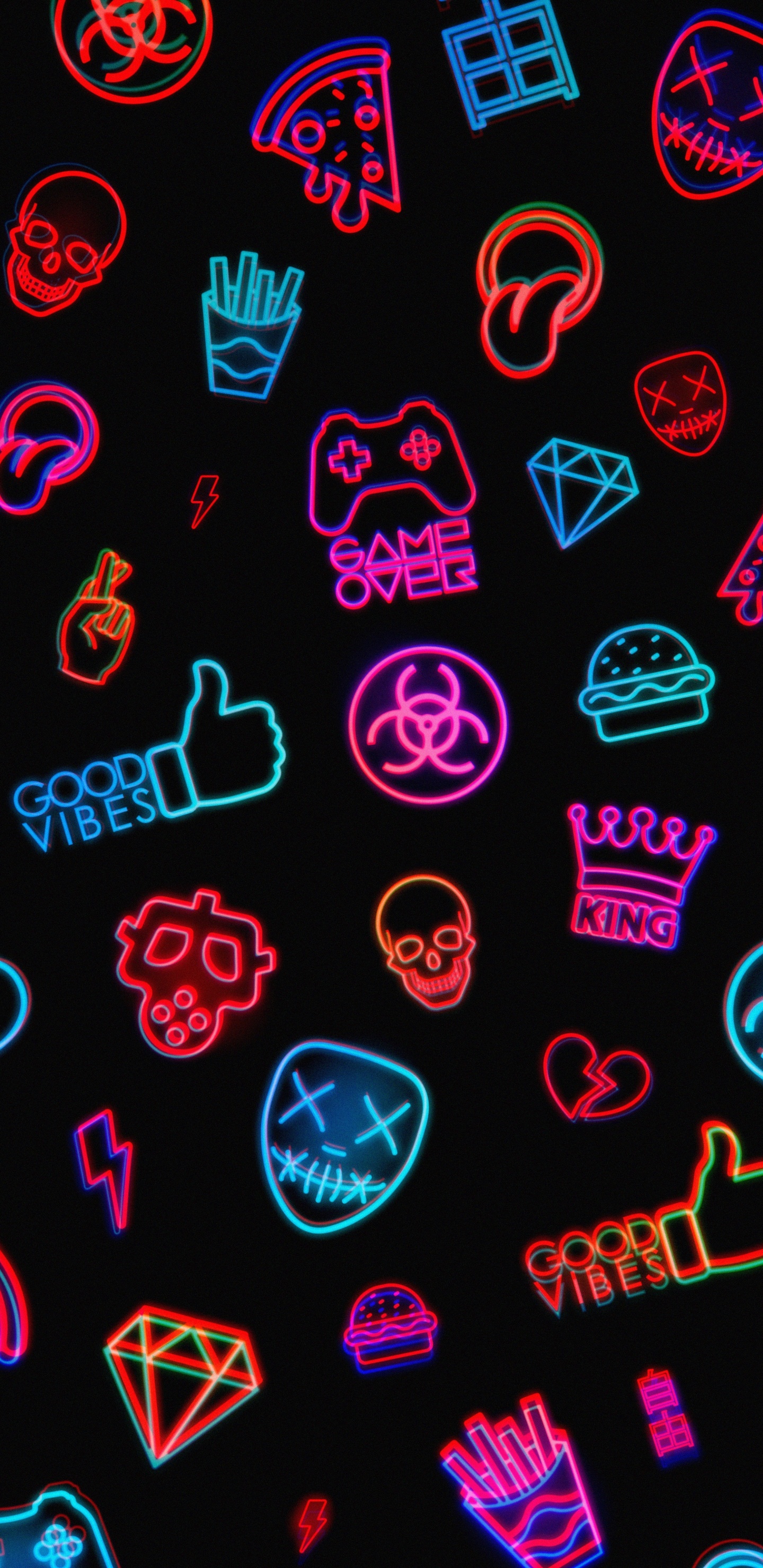 Apple, Light, Pink, Red, Line. Wallpaper in 1440x2960 Resolution