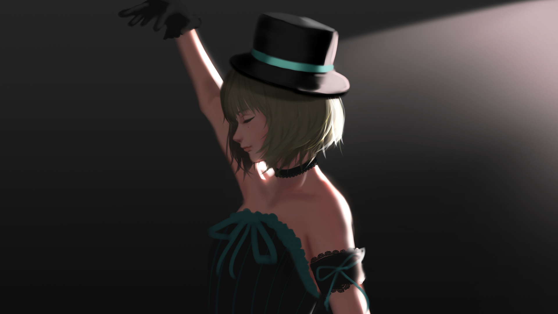 Femme au Chapeau Noir et Robe Rouge. Wallpaper in 1920x1080 Resolution