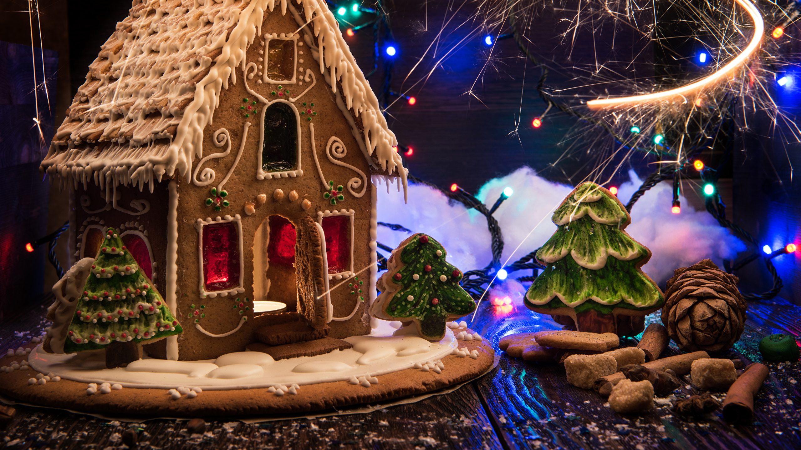 Christmas, Christmas Decoration, Christmas Lights, Event, Illustration. Wallpaper in 2560x1440 Resolution