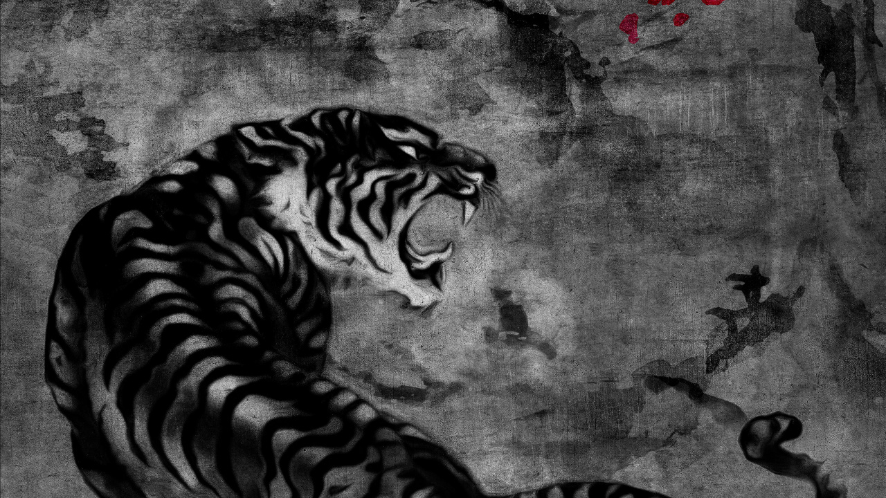 Bengal Tiger, Lion, Japan, Art, Japanese Art. Wallpaper in 1280x720 Resolution