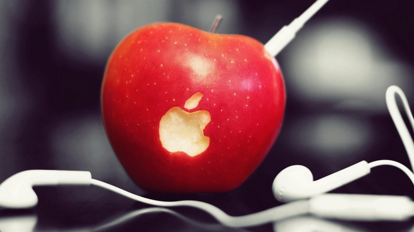 Apple, Lokale Lebensmittel, Zutaten, Herzen, Macbook. Wallpaper in 1366x768 Resolution